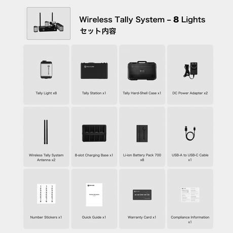 Hollyland ワイヤレスタリーシステム Wireless Tally System-8 Lights (タリーライト x8 タリーステーション x1)