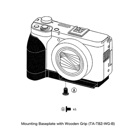 キヤノン PowerShot V1用 木製グリップ付き取付ベースプレート Mounting Baseplate with Wooden Grip (TA-T82-WG-B)