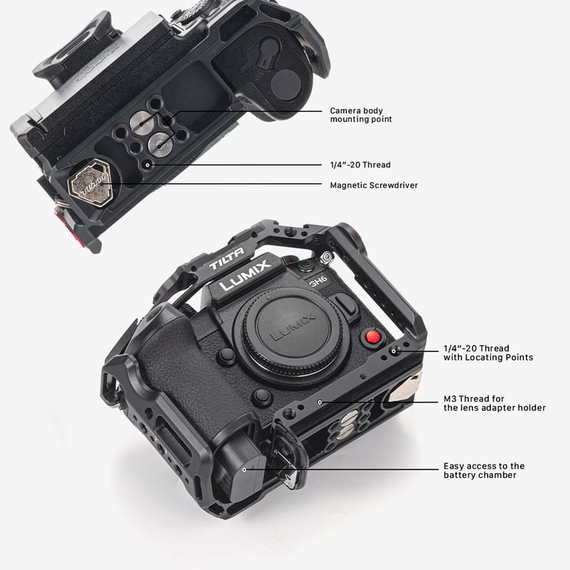 LUMIX GH6 純正レンズ・Tiltaケージ付き Camera Cage for Panasonic GH7/GH6 Pro Kit - Black | Tilta