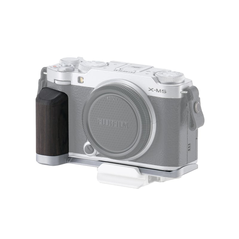富士フイルム X-M5用木製グリップ付き取付ベースプレートMounting