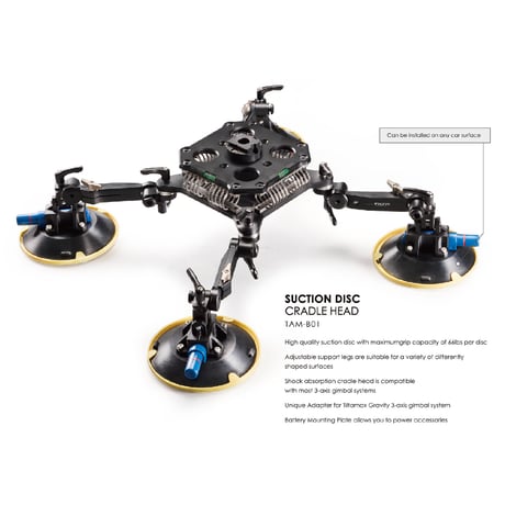 Suction Disc Shock Absorption Cradle Head - V-Mount (TAM-B01-V)