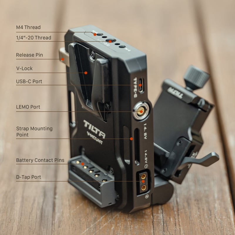 調整式アルカレシーバー付Mini Vマウントバッテリープレート (TA-BTP4K