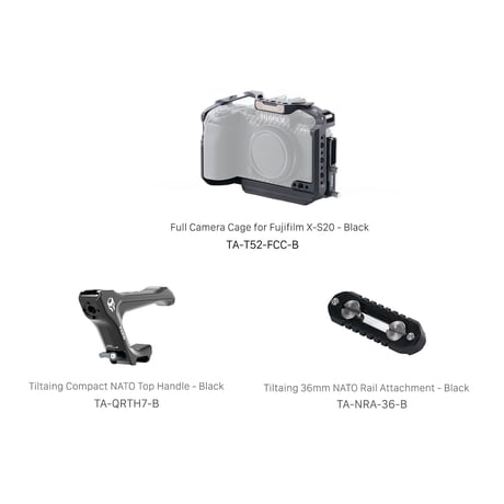 富士フイルム X-S20用ベーシックキット Camera Cage for Fujifilm X-S20 Basic Kit – Black (TA-T52-A-B)