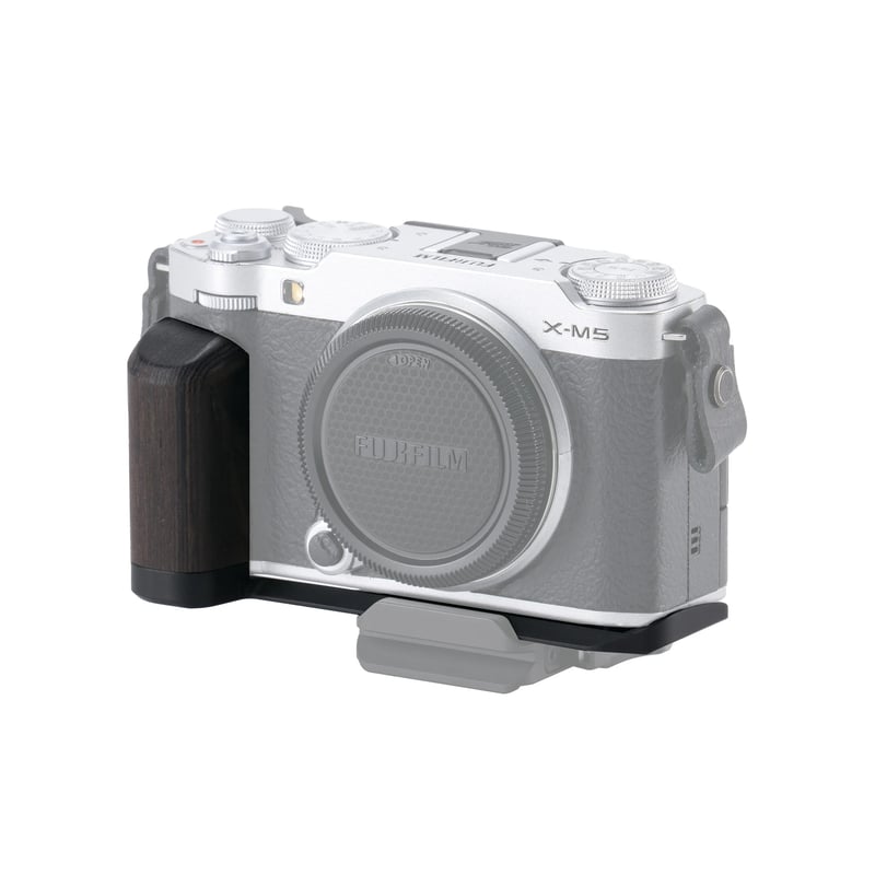 富士フイルム X-M5用木製グリップ付き取付ベースプレートMounting