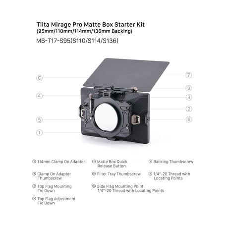 Tilta Mirage Pro Matte Box Starter Kit (MB-T17-S95/-S110/-S114/-S136) スターターキット　クランプオンアダプター付