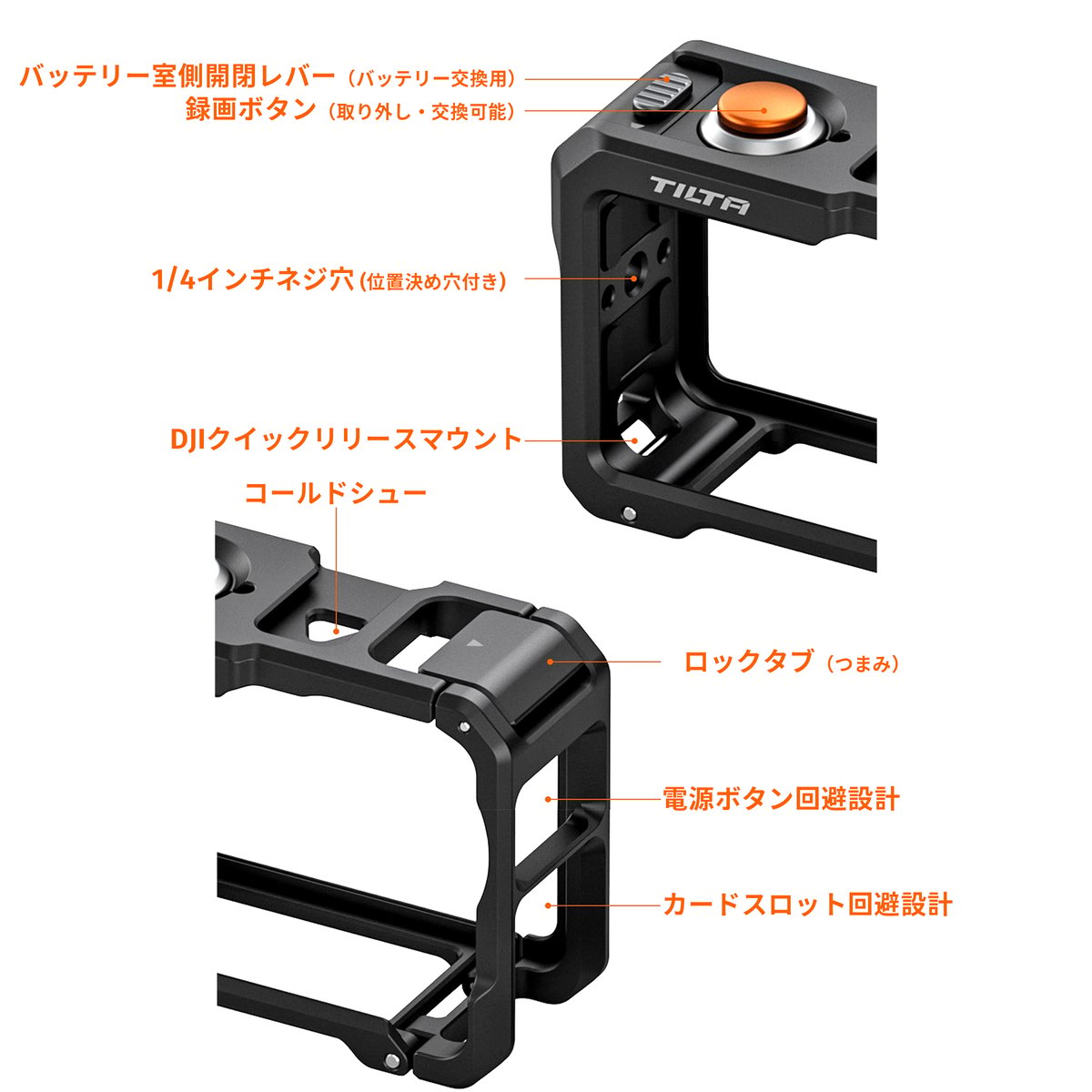 DJI Osmo Action 6用フルカメラケージ Base Kit クイックリリースマウン