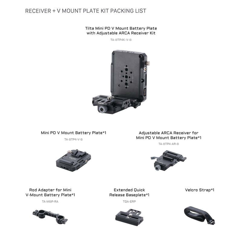 調整式アルカレシーバー付Mini Vマウントバッテリープレート (TA-BTP4K
