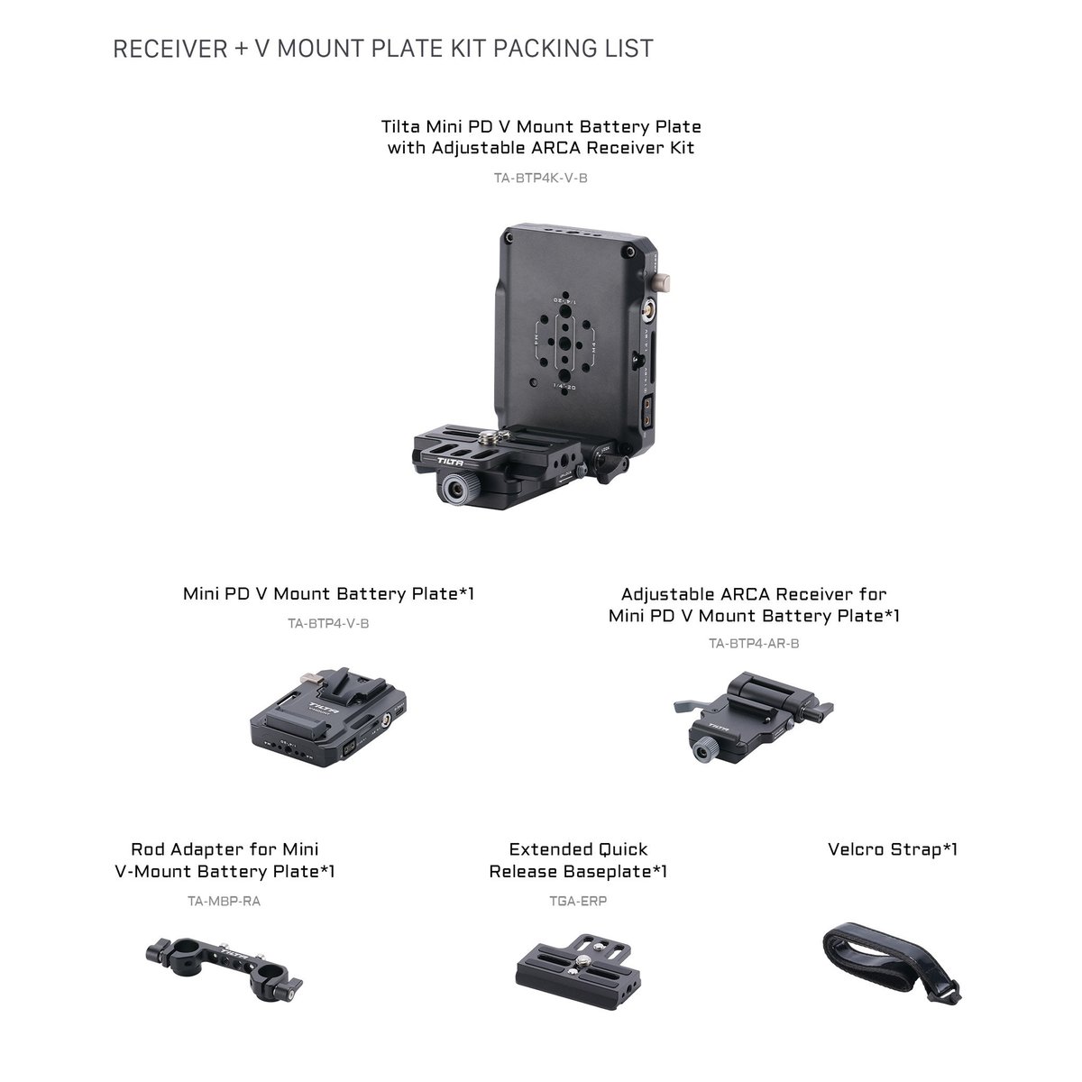 調整式アルカレシーバー付Mini Vマウントバッテリープレート (TA-BTP4K