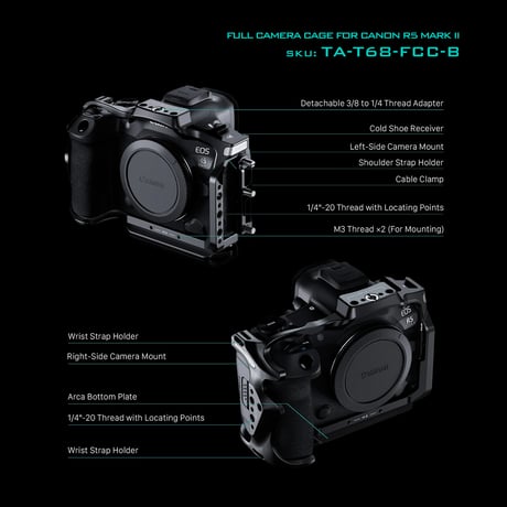 [在庫限り] キヤノン EOS R5 Mark II用フルカメラケージ軽量キット (TA-T68-B-B)