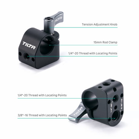 15mm Rod Holder to Mounting Block – Black (TA-15RH-MB-B)