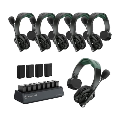 Hollyland ヘッドセットとバッテリー充電器セット インカム (2人用) Hollyland、同時通話ワイヤレスインターカムヘッドセット