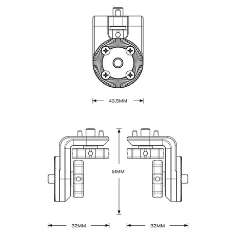 Tilta Right Angle Rosette Adapter to 1/4"-20 with Locating Pins (TA-RRA-1420)