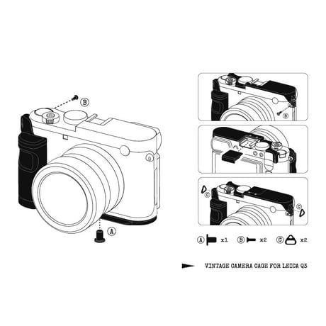 Leica Q3用カメラケージ トラベルキット Vintage Camera Cage Travel Kit (TA-T76-B-B)