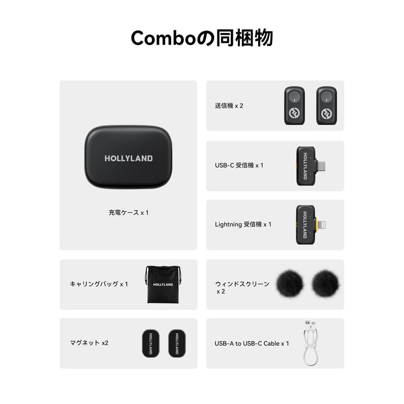 Hollyland Lark A1 Combo ワイヤレスマイク Lark A1(送信機 x2