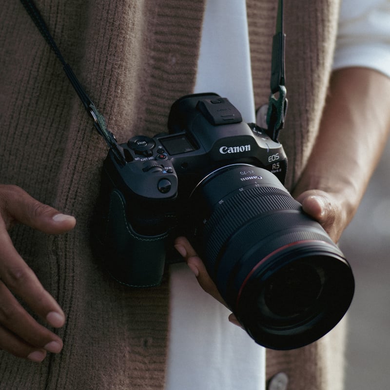 キヤノン R5 Mark II用レザーケース (TA-T68-LCC-B/-GN) Leath