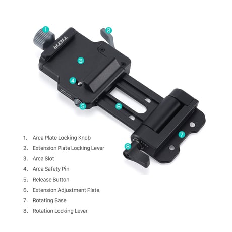Mini/Pocket Vマウントバッテリープレート用 調整式アルカレシーバー　Adjustable ARCA Receiver (TA-BTP4-AR-B)
