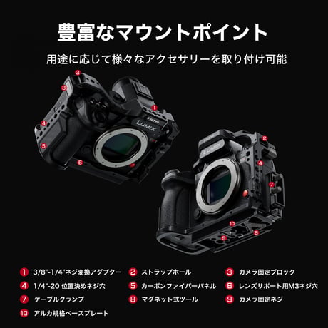 パナソニック LUMIX S1RII用カメラケージ ベーシックキット  Camera Cage Base Kit (TA-T80-A-B) S5II/S5IIX/G9II/S1II/S1IIE対応対応