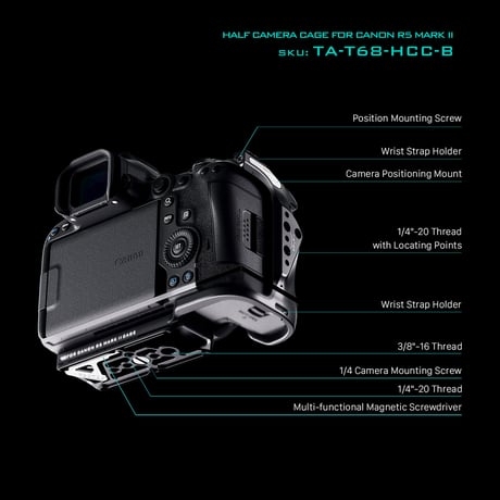 キヤノン EOS R5 Mark II用ハーフカメラケージ (TA-T68-HCC-B) Half Camera Cage for Canon R5 Mark II