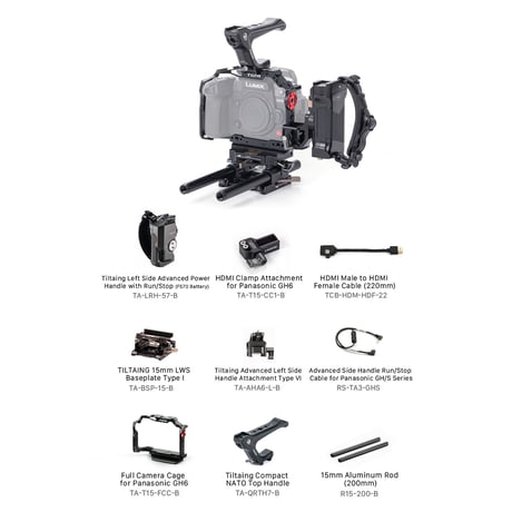 Camera Cage for Panasonic GH7/GH6 Pro Kit – Black (TA-T15-B-B)