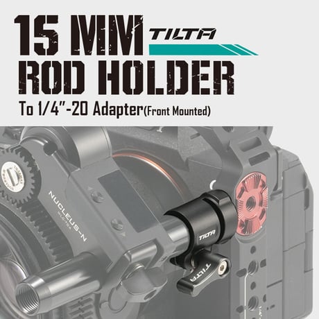 15mm Rod Holder to 1/4"-20 Adapter (Front Mounted) - Black (TA-15RH-1420F-B) 位置決めピン付き1/4"-20ネジ フロント