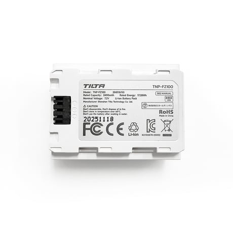NP-FZ100互換USB-C充電式カメラバッテリー Tilta NP-FZ100 Battery (2400mAh) – Off White (TNP-FZ100-OW)