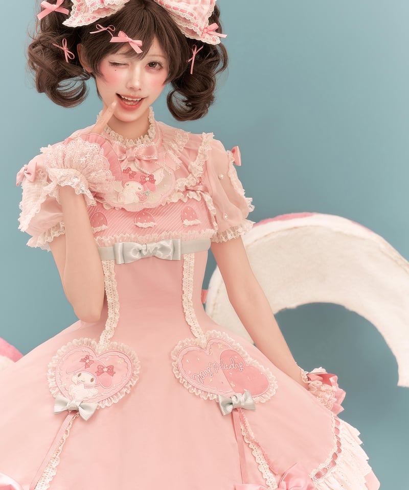 マイメロコラボ」マイメロハートジャンパースカート 【3/7まで】送料