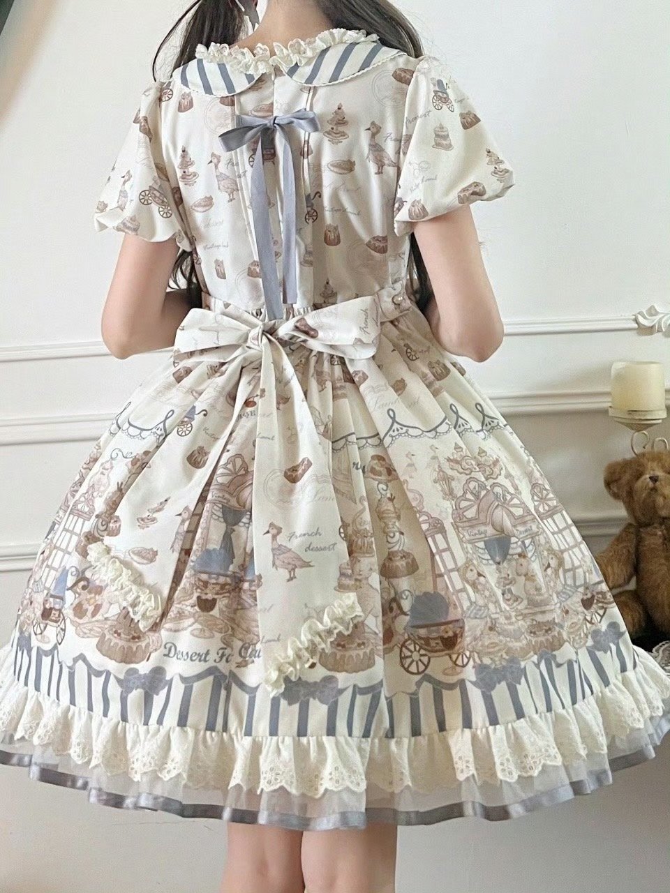 アンティークドール　ワンピース　ボンネット 骨董菓子屋」ワンピース&ボンネット【10/28まで】送料無料