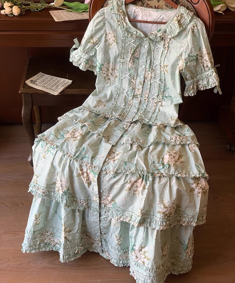 激レア　blugirl ブルーガール　すずらん　鈴蘭　リボン　フレアワンピース 鈴蘭リボン」トップス・スカート・ワンピース 【8/11まで】送料