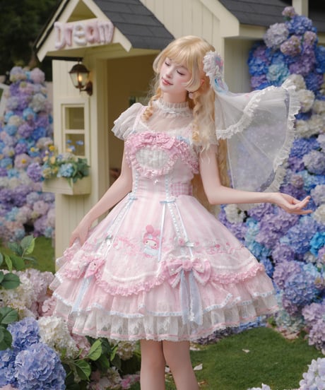 「花箱×サンリオ マイメロディ」薔薇立体シルエットジャンパースカート 【7/20まで】ロリータ