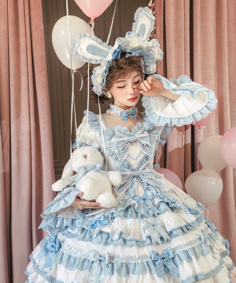 ラビットリボン」青木美沙子コラボドレス（サックス）【6/15まで】送料