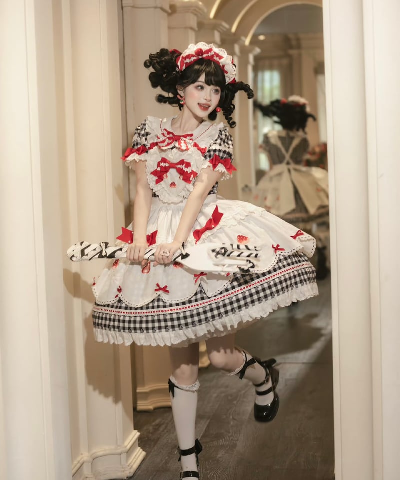 ショートケーキ図鑑」メイドワンピース＆ジャンパースカート（黒