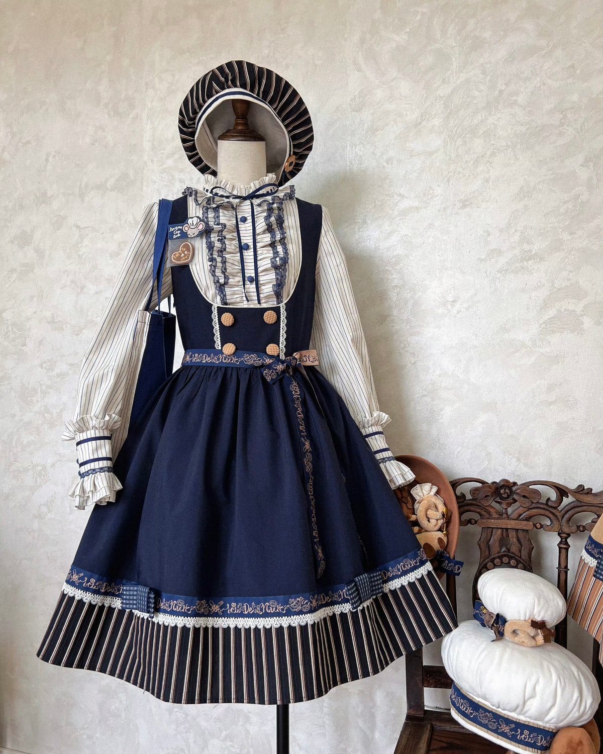 クッキングマウス」ジャンパースカート＆ブラウス 【1/11まで】送料