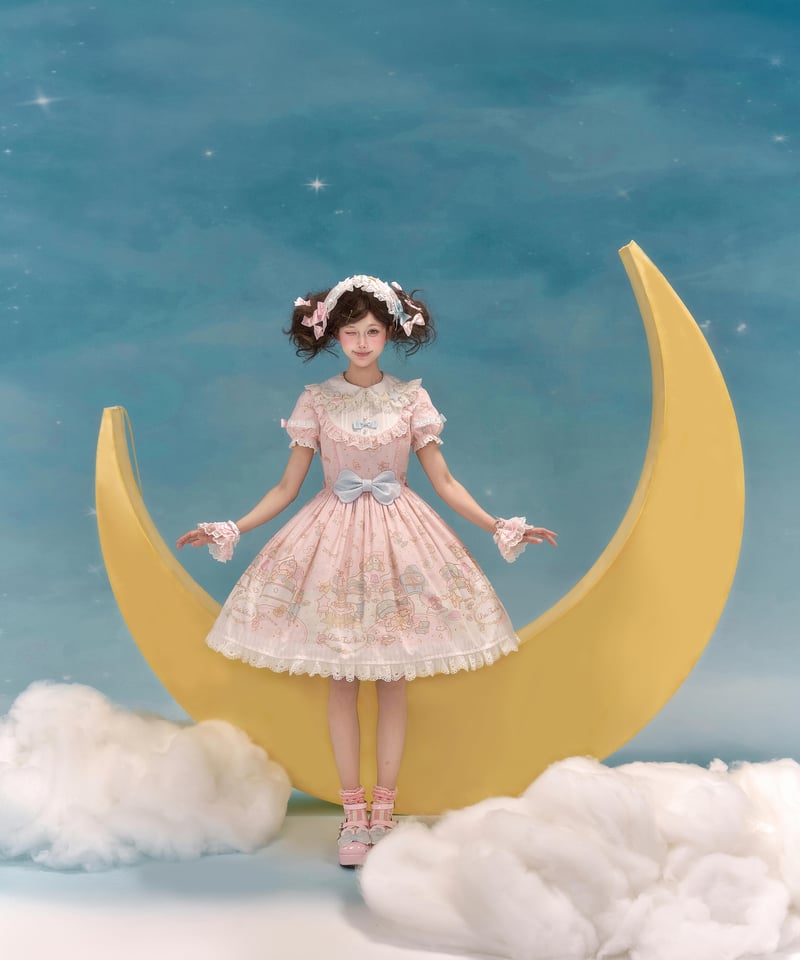 仲夏物語リトルツインスターズコラボ」柄付きワンピース 【6/8まで