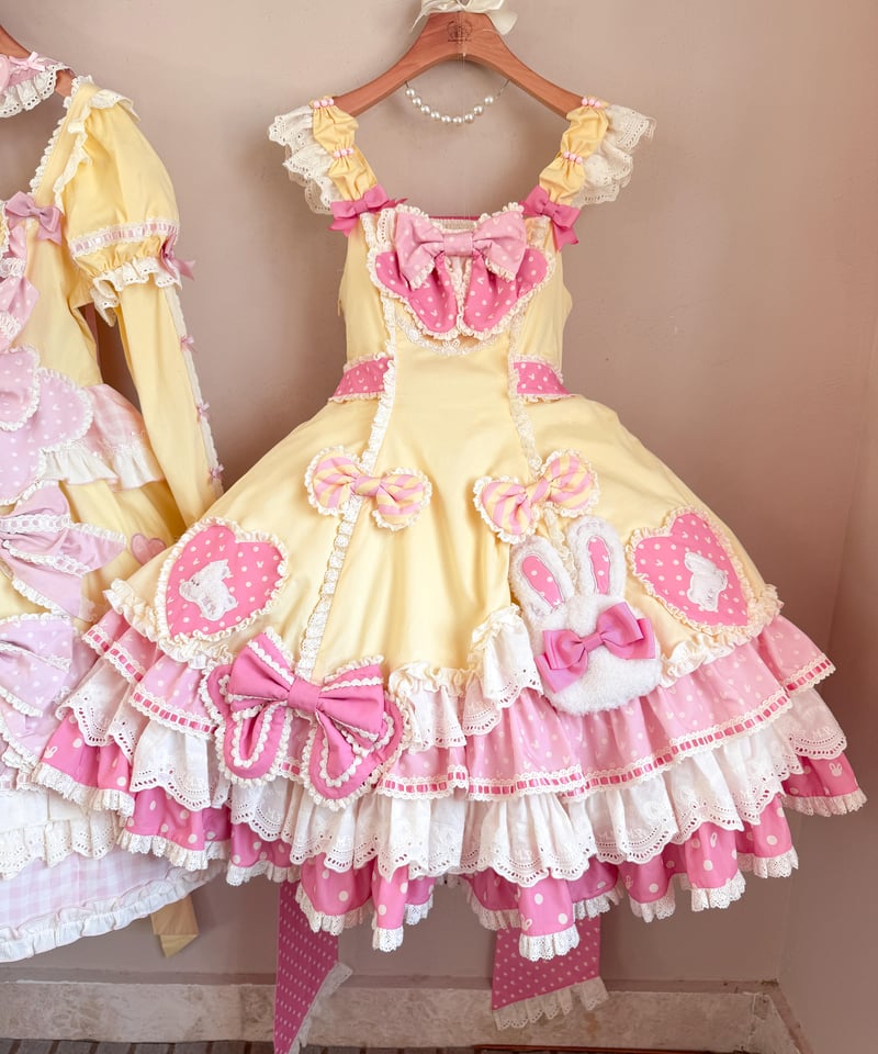 ハンドメイド　ピンクライオンラビットちゃん　ガーリードレス ラビットリボン」青木美沙子コラボドレス（ピンク）【6/15まで】送料