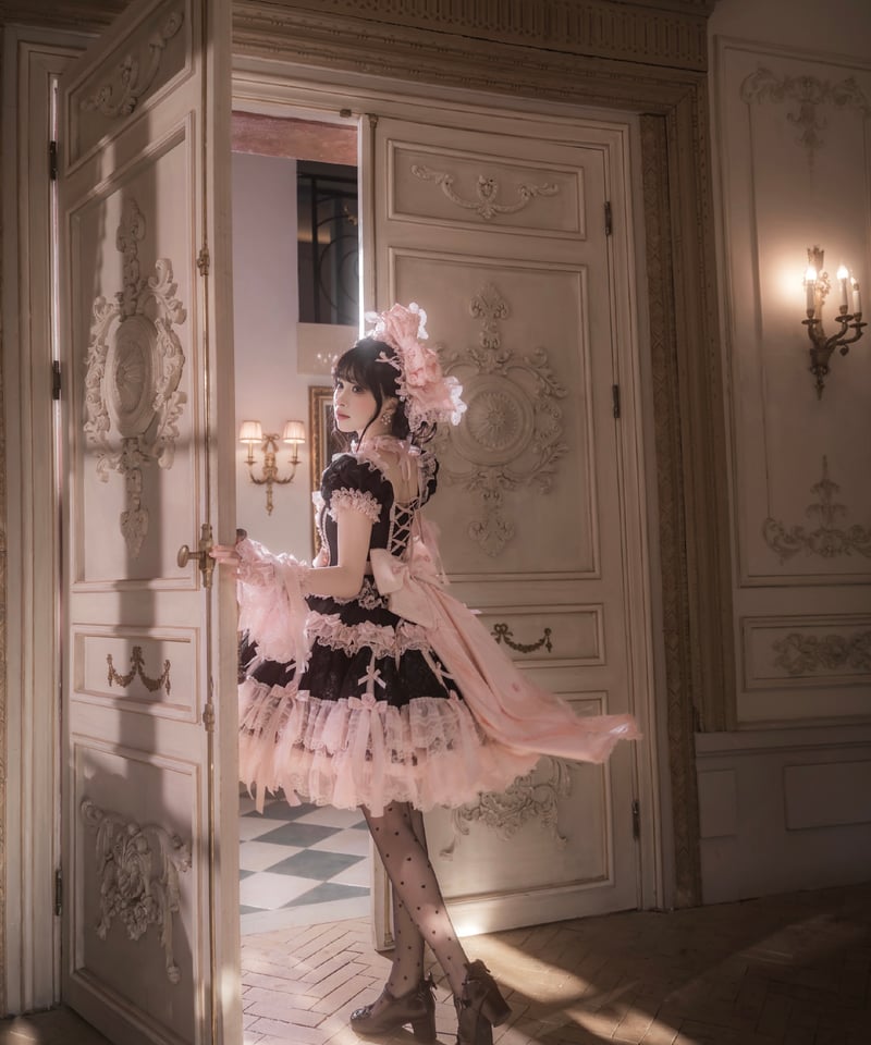 ひろりーぬ　半額リバティワンピース、スカート2点 クティールとレトロ】2WAYリボンティアードジャンパースカート