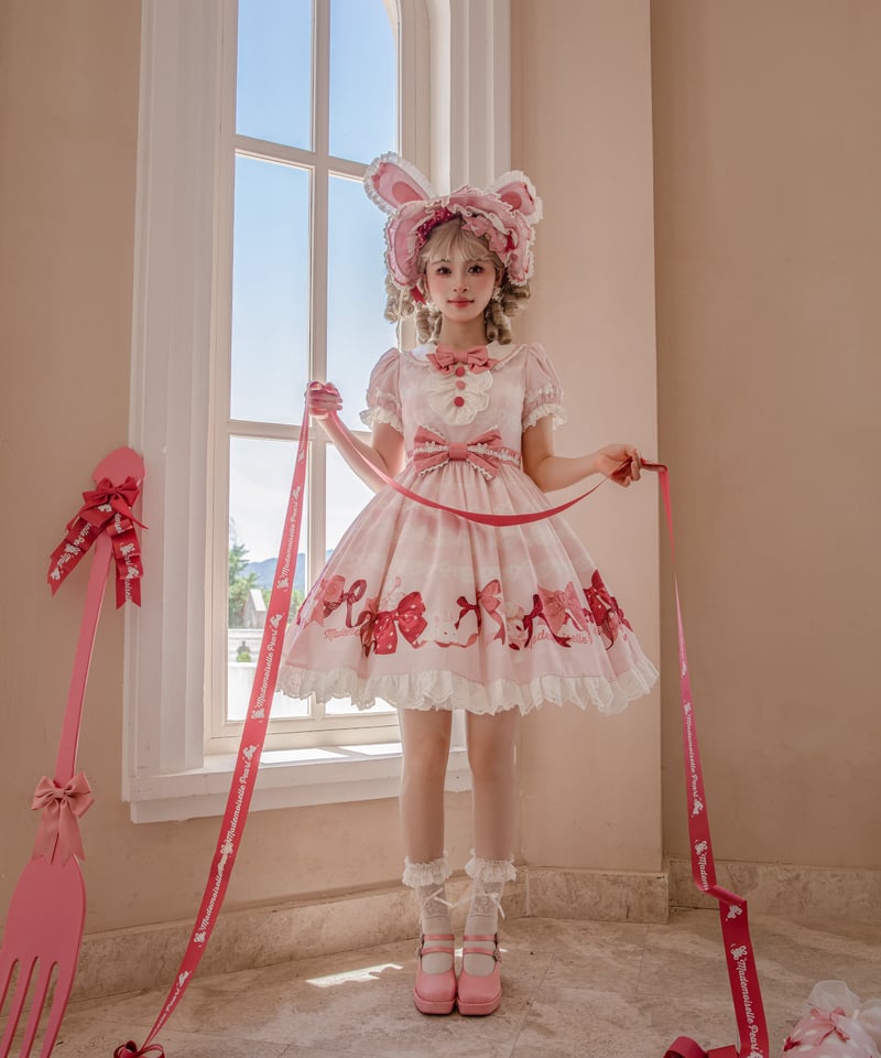 リバティ　ベッツィラージ　ブルー　リボン付き前リボンワンピ　ハンドメイド　フリー リボン付きフリル装飾アートフラワープリントティアードワンピース