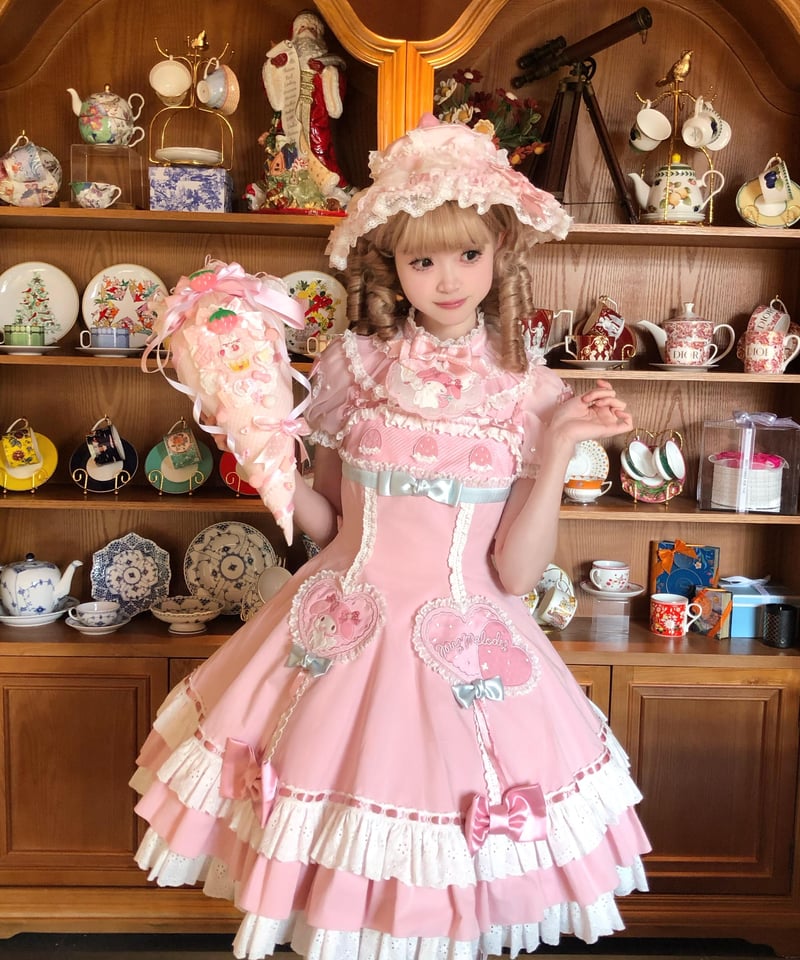 マイメロコラボ」マイメロハートジャンパースカート 【3/7まで】送料