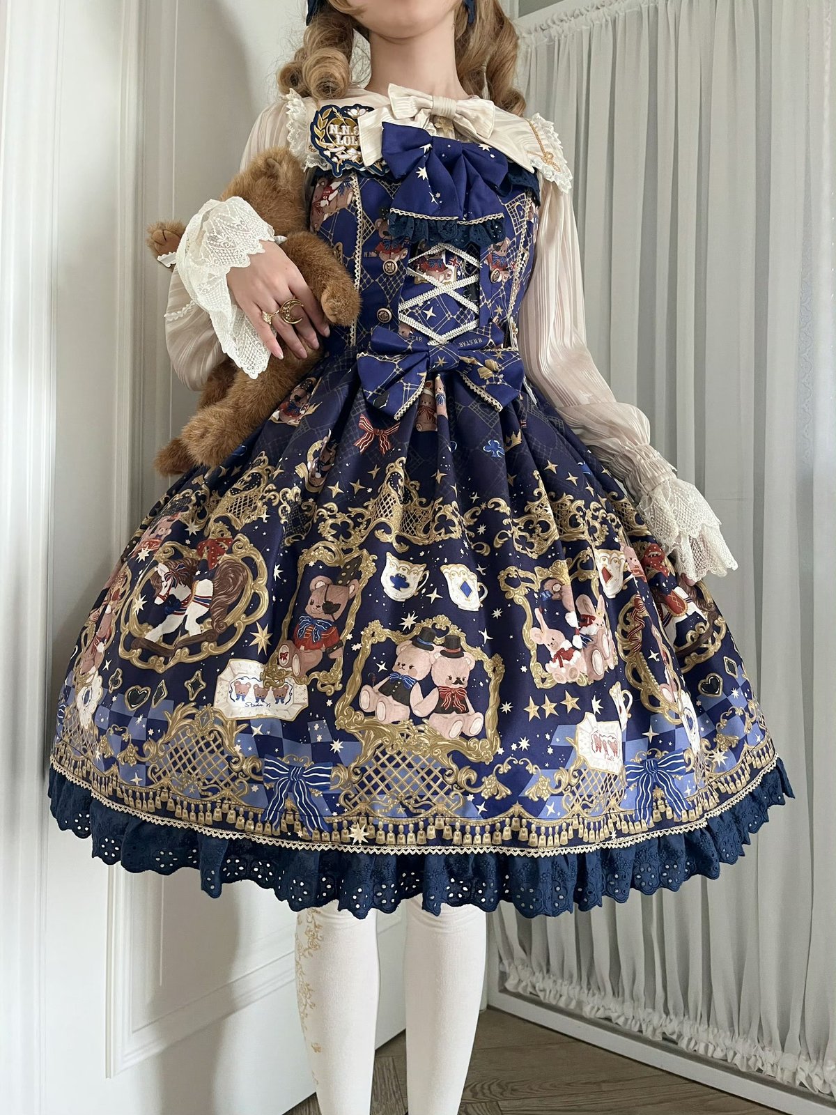 merry jenny ジャンパースカート bear and bearジャガードジャンスカ