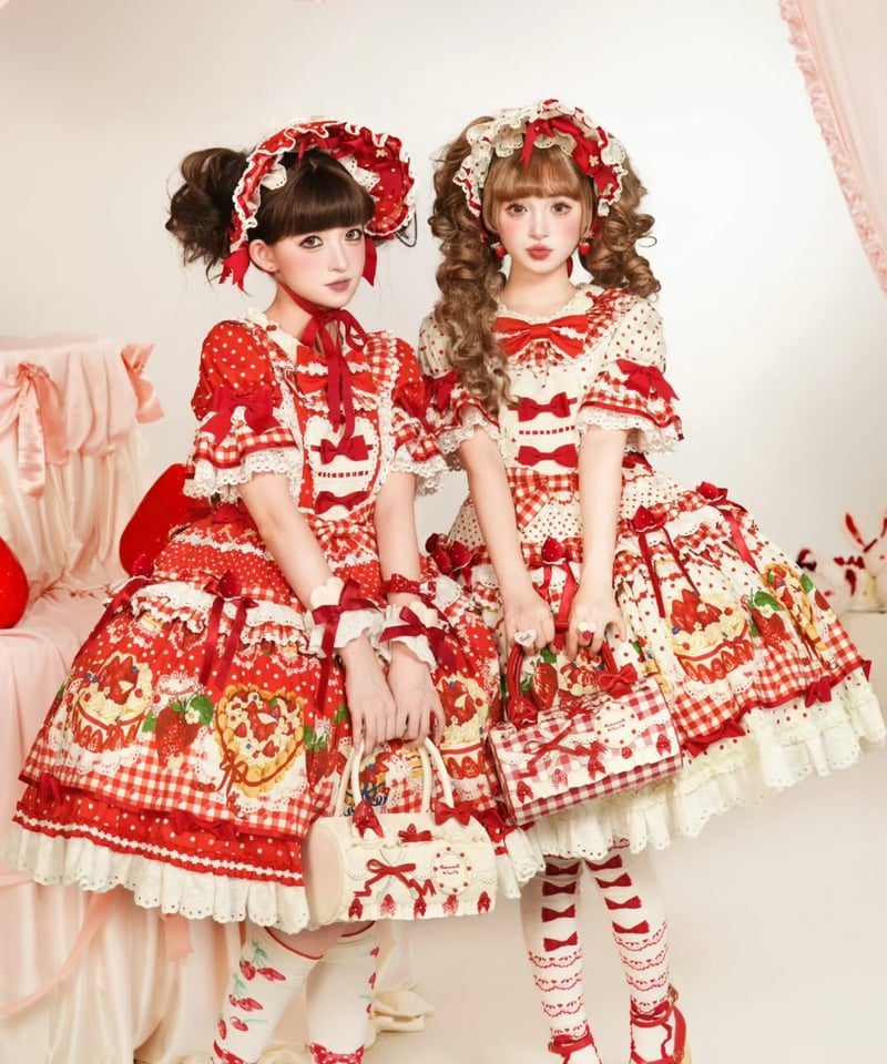 エミリーテンプルキュート　ギンガムショートケーキ柄JSK ワンピース エミリーテンプルキュート ギンガムショートケーキ柄JSK ワンピース