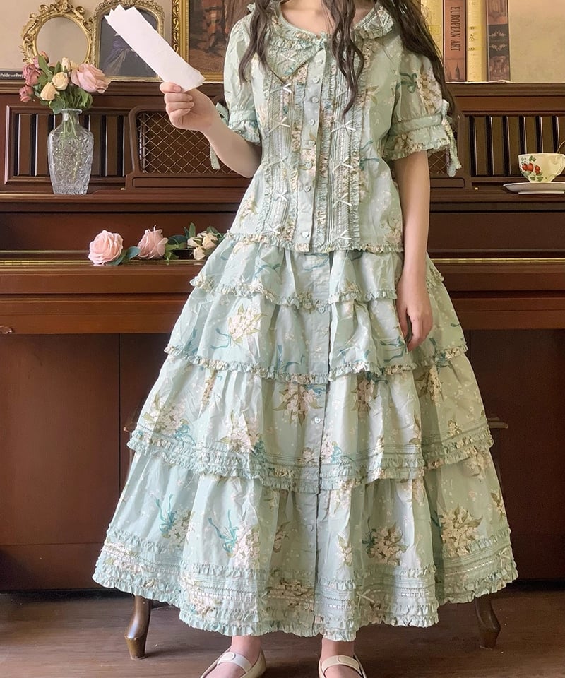 激レア　blugirl ブルーガール　すずらん　鈴蘭　リボン　フレアワンピース 激レア blugirl ブルーガール すずらん 鈴蘭 リボン フレア