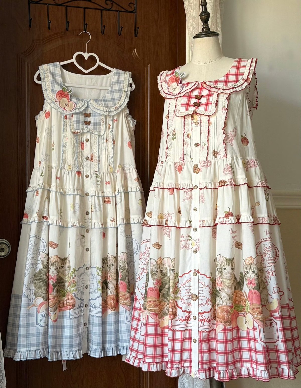 猫のりんごピクニック」ワンピース＆ジャンパースカート 【7/13まで
