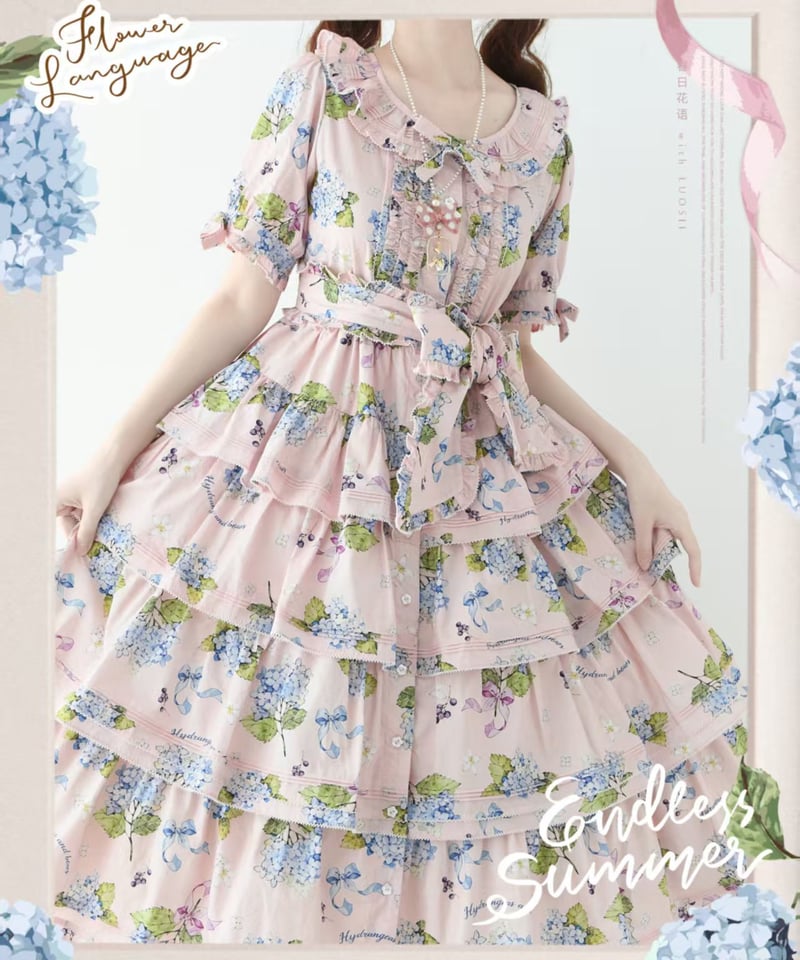 アジサイとくまちゃん」段々ワンピース 【9/15まで】送料無料！ | GIRLISM