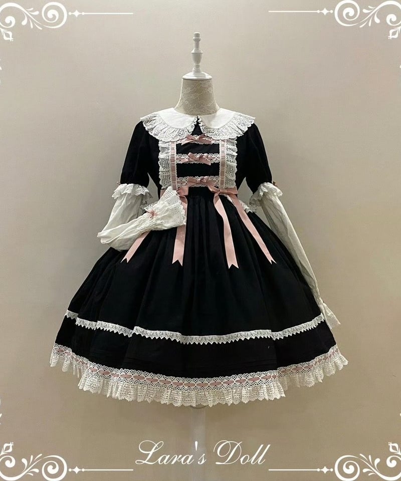 Laura's Doll付け袖付ワンピース + ボンネットセット Laura Doll ワンピース(ピンクチェック)【小能熊】 – Epetice