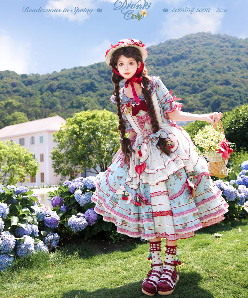 春日の約束」ワンピース＆小物（サックス） 【6/17まで】ロリータ