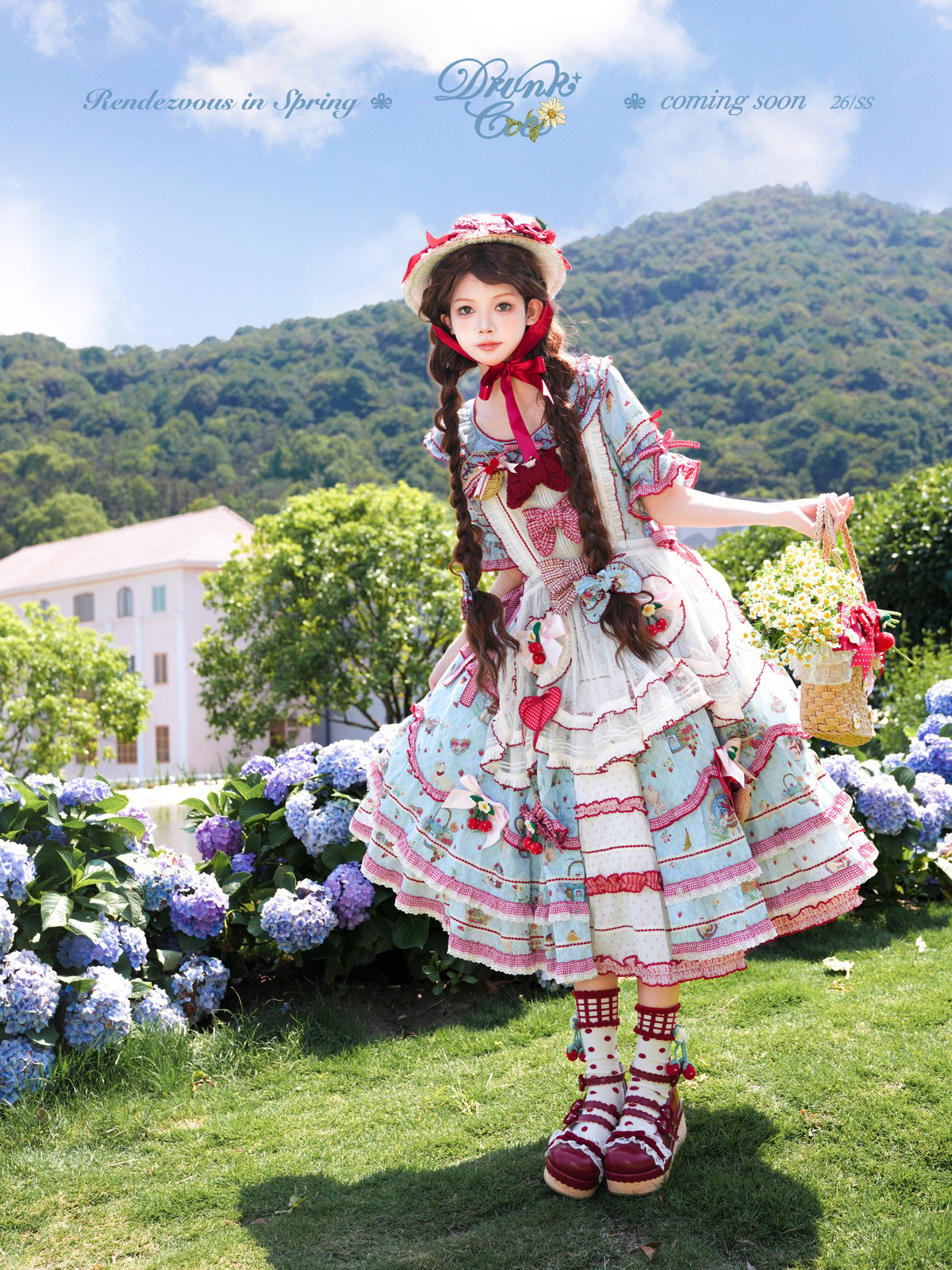 春日の約束」ワンピース＆小物（サックス） 【6/17まで】ロリータ