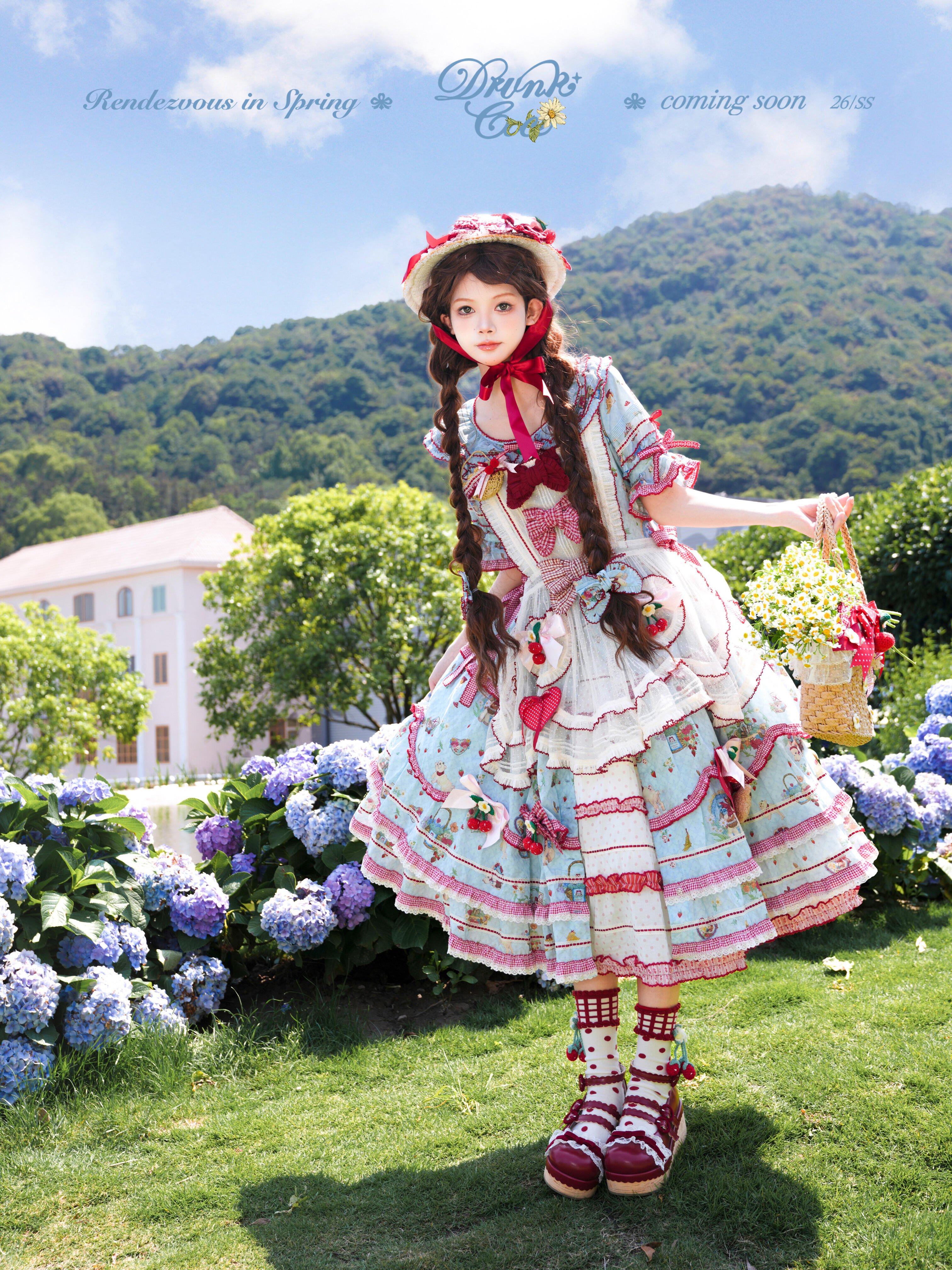 春日の約束」ワンピース＆小物（サックス） 【6/17まで】ロリータ