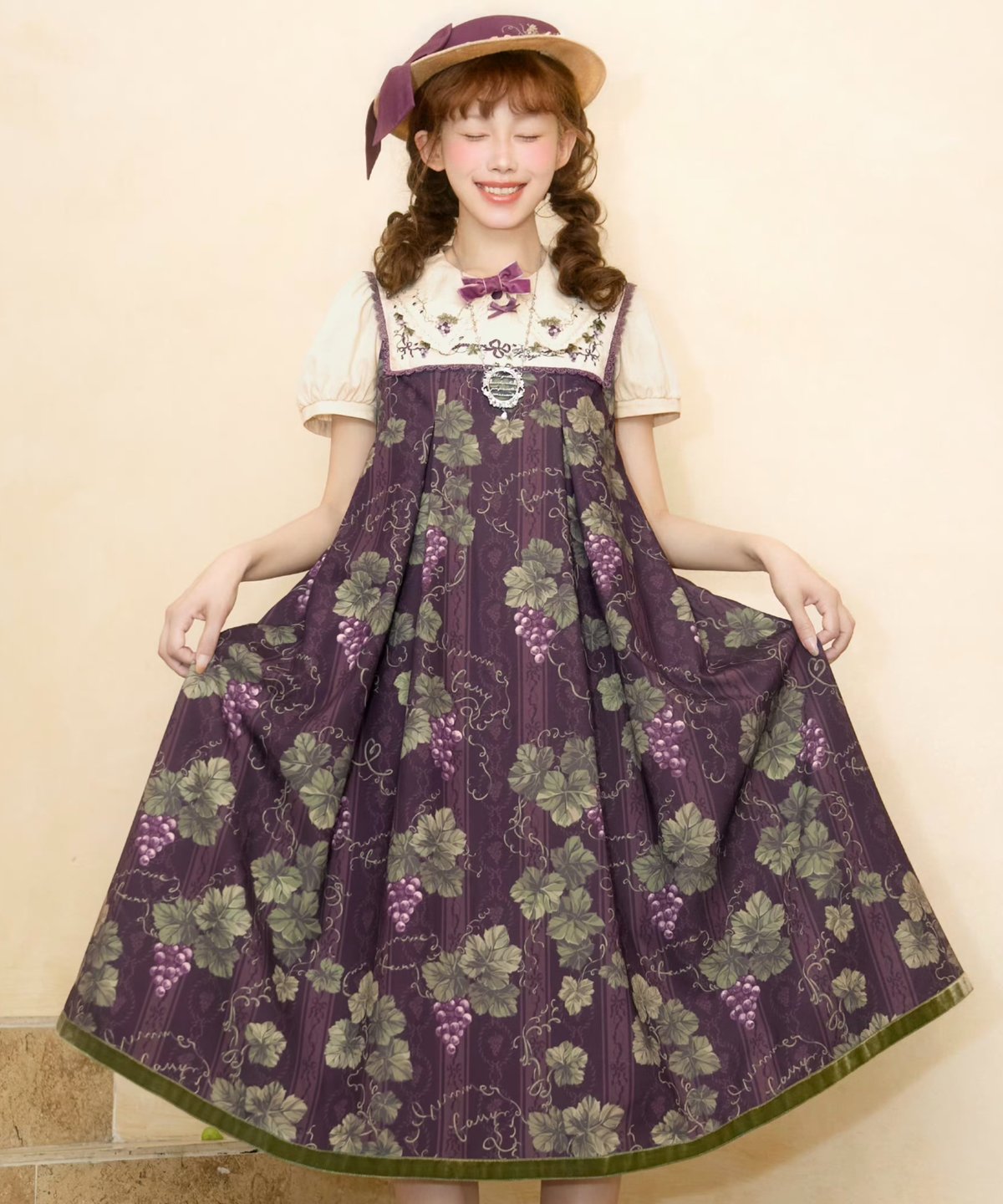 仲夏物語　ロワールのブドウ園　セーラー襟　ジャンパースカート　パープル fit=scale-down,w=1200