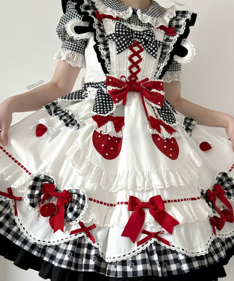 ショートケーキ図鑑」メイドワンピース＆ジャンパースカート（黒