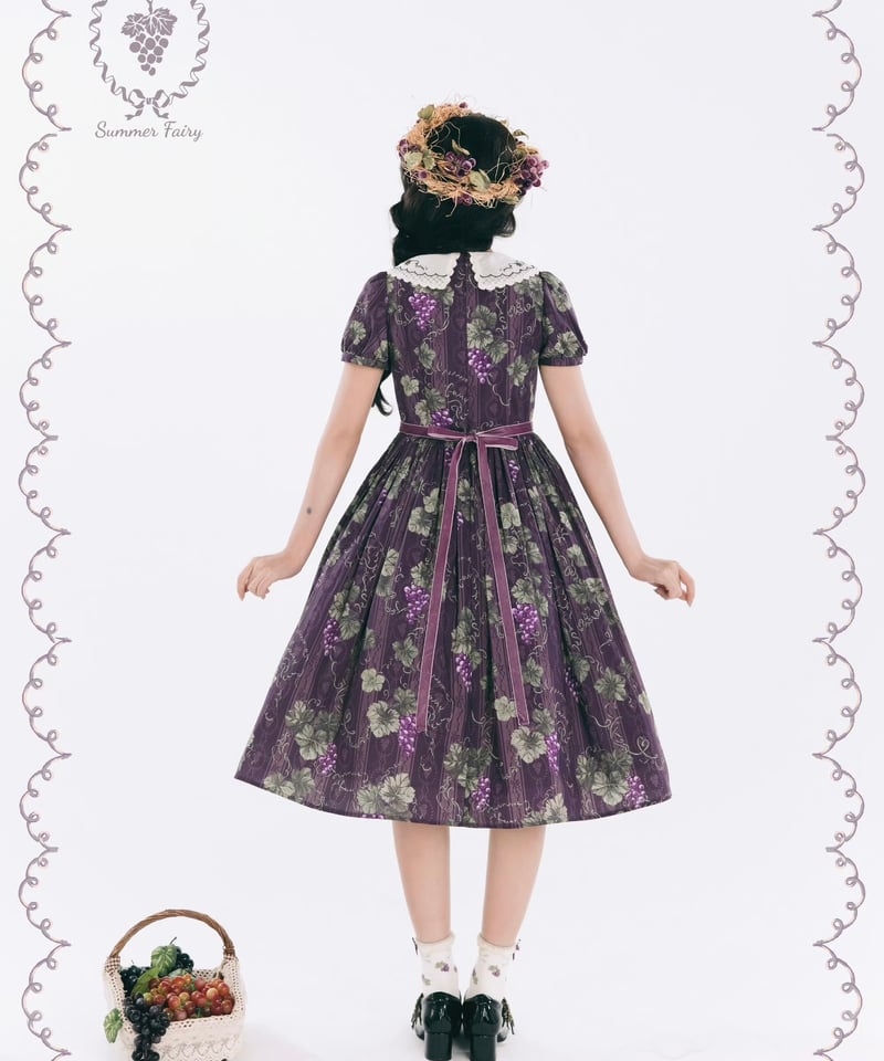 ロワールの葡萄園 ワンピース 仲夏物語 刺繍 ロリータ 受注予約~8/7】ロワールのブドウ園3.0 ワンピース(タイプ2