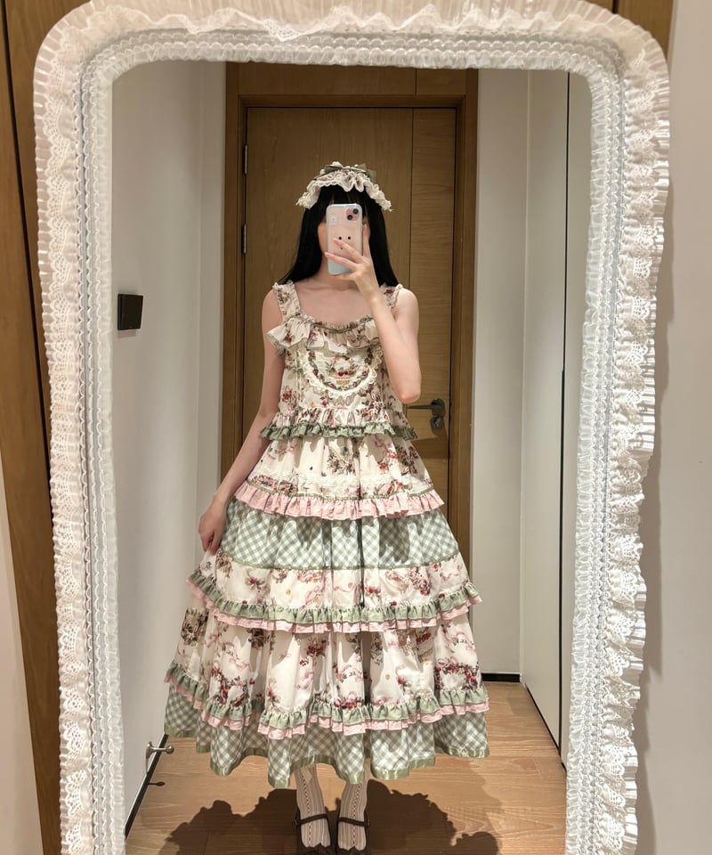 Flower Wreath」ジャンパースカート＆ヘッドドレスセット【3/1まで